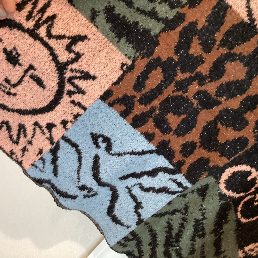 Scotch & Soda Jacquard Graphic Sweater New Medium Leopard Sun Star Anthropologie - Picture 7 of 16